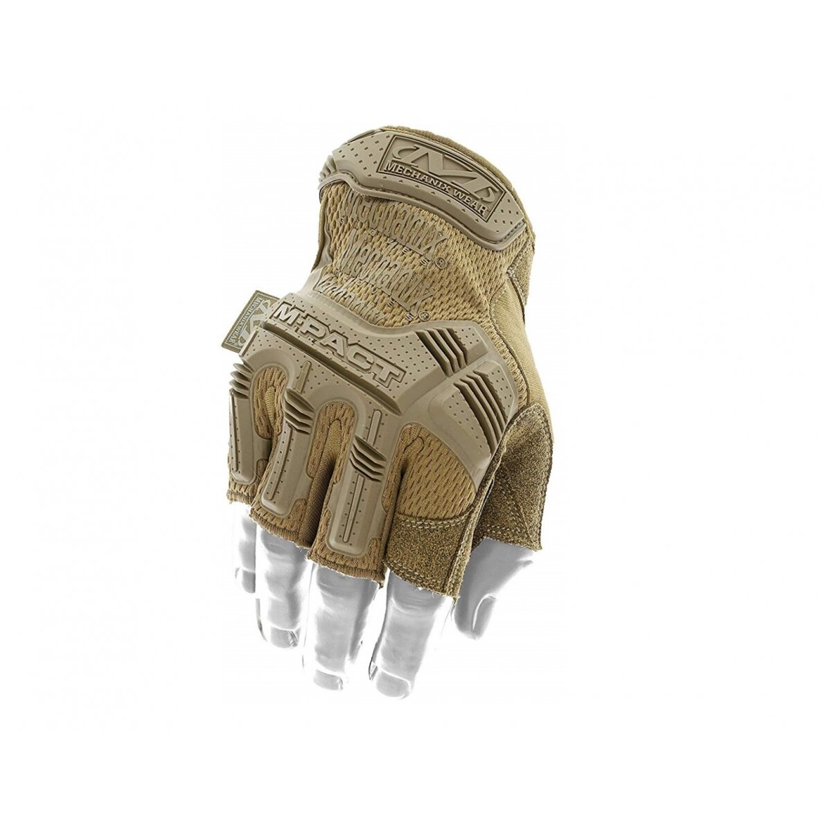 Bepirštės Pirštinės Mechanix M-Pact® FINGERLESS Coyote M dydis. Velcro, TrekDry®, dirbtinė oda, delno, krumplių, pirštų apsauga