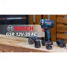 Bosch GSR 12V-35 FC Professional Akumuliatorinis gręžtuvas-suktuvas (12V 2 x 3,0 Ah akumuliatoriais)