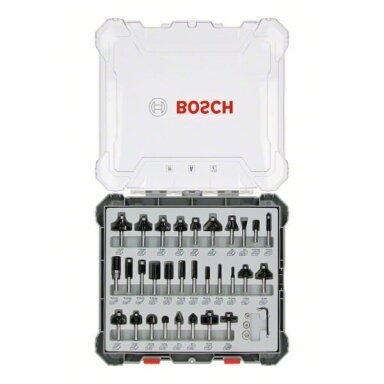 Bosch 30 daliu frezų kompl. 6 mm kotu, "Mixed" 2607017474 Bosch 30 daliu frezų kompl. 6 mm kotu, "Mixed" 2607017474