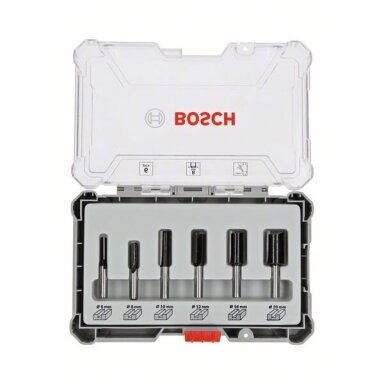 Bosch 6 daliu frezų kompl. 8 mm kotu,"Straight" 2607017466 Bosch 6 daliu frezų kompl. 8 mm kotu,"Straight" 2607017466