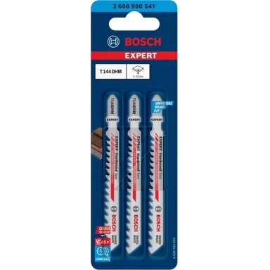 Bosch „EXPERT Hardwood Fast T 144 DHM“ siaurapjūklio pjūklelis, 3 vnt. Bosch „EXPERT Hardwood Fast T 144 DHM“ siaurapjūklio pjūklelis, 3 vnt.