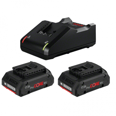 Bosch Pradžios komplektas 18 V-Li 2 x ProCORE 18V 4.0Ah akumuliatoriai +GAL 18V-40 įkroviklis Bosch Pradžios komplektas 18 V-Li 2 x ProCORE 18V 4.0Ah akumuliatoriai +GAL 18V-40 įkroviklis