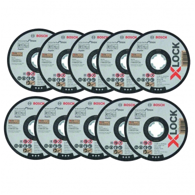 Bosch 125x1x22,23 mm Abrazyviniai pjovimo diskai X-LOCK Standard for Inox 10 vnt. pakuotė