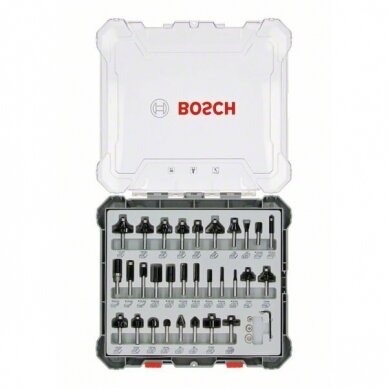 Bosch 30 daliu frezų kompl. 6 mm kotu, "Mixed" 2607017474 Bosch 30 daliu frezų kompl. 6 mm kotu, "Mixed" 2607017474