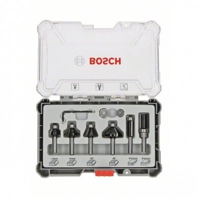 Bosch 6 daliu frezų kompl. 6 mm kotu, "Trim&Edging" 2607017468 Bosch 6 daliu frezų kompl. 6 mm kotu, "Trim&Edging" 2607017468