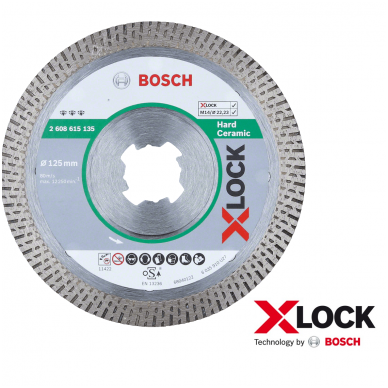BOSCH Deimantinis pjovimo diskas XLOCK Best for Hard Ceramic 125 mm