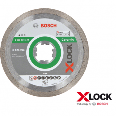 BOSCH Deimantinis pjovimo diskas XLOCK Standard for Ceramic 125 mm