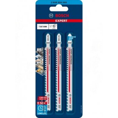Bosch „EXPERT Multi Material T 367 XHM“ siaurapjūklio pjūklelis, 3 vnt. Bosch „EXPERT Multi Material T 367 XHM“ siaurapjūklio pjūklelis, 3 vnt.