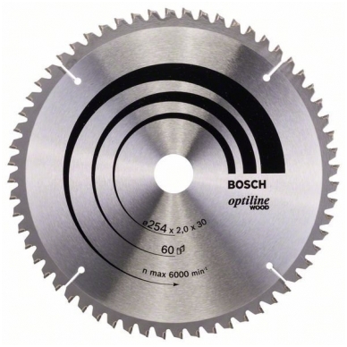 Bosch pjūklo diskas 254x30x2,0 T60 Optiline Wood 2608640436