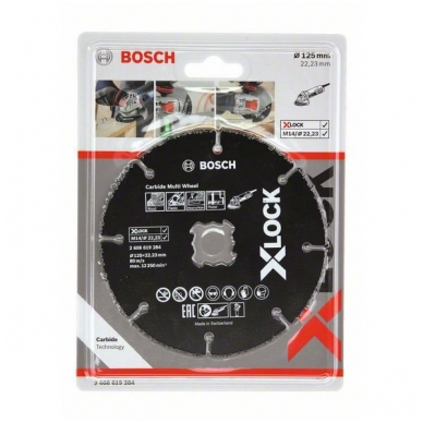 BOSCH  „X-LOCK Carbide Multi Wheel” pjovimo diskas 125X1X22,23 MM