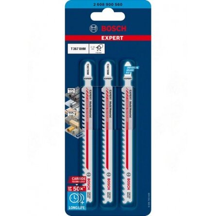 Bosch „EXPERT Multi Material T 367 XHM“ siaurapjūklio pjūklelis, 3 vnt. Bosch „EXPERT Multi Material T 367 XHM“ siaurapjūklio pjūklelis, 3 vnt.