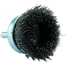 Cup brush for drill, Ø50mm, crimped steel wire 0.35mm, shank 6mm