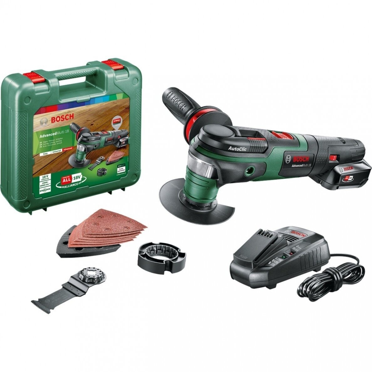 Daugiafunkcinis įrankis Bosch AdvancedMulti 18, 18 V, 1x2,5 Ah akum., 0603104001 Daugiafunkcinis įrankis Bosch AdvancedMulti 18, 18 V, 1x2,5 Ah akum., 0603104001