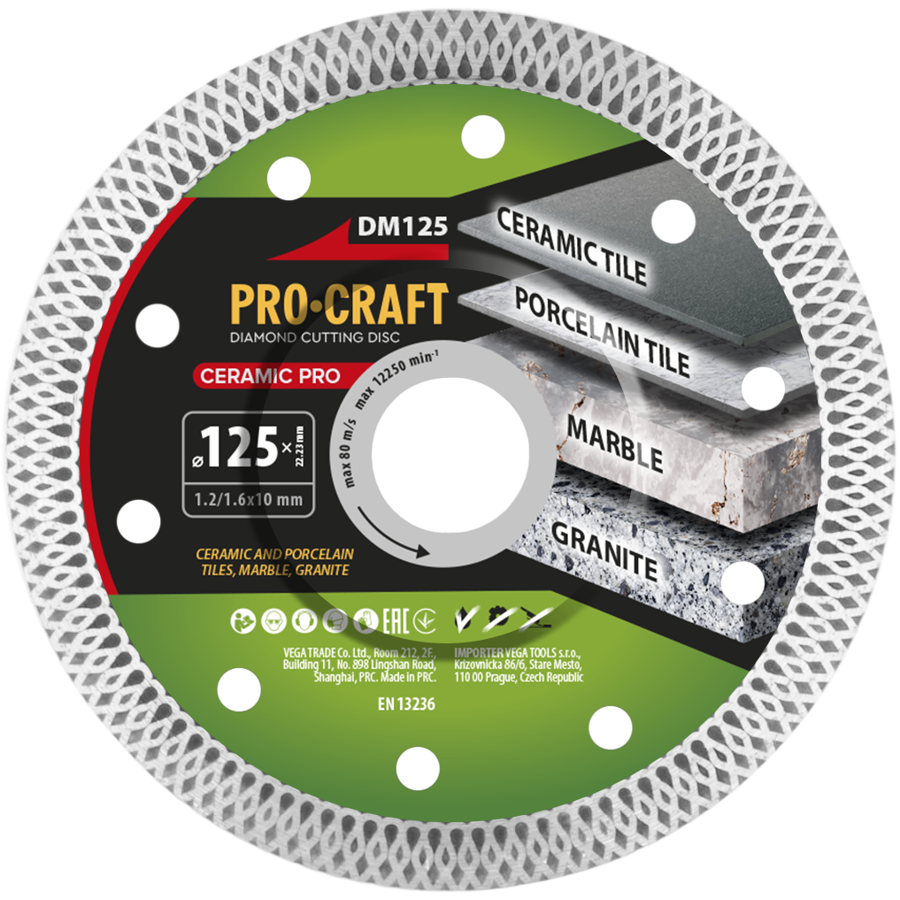 Deimantinis pjovimo diskas „ProCraft DM125” Ceramic PRO Deimantinis pjovimo diskas „ProCraft DM125” Ceramic PRO