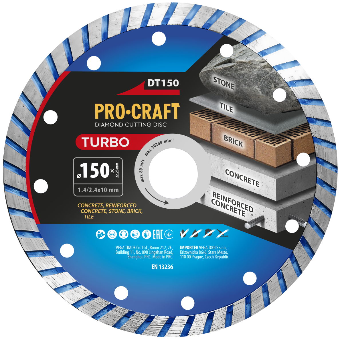 Deimantinis pjovimo diskas „ProCraft DT150”