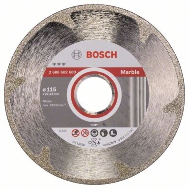 Deimantinis pjovimo diskas Bosch BEST FOR MARBLE, 115 mm, 2608602689 Deimantinis pjovimo diskas Bosch BEST FOR MARBLE, 115 mm, 2608602689
