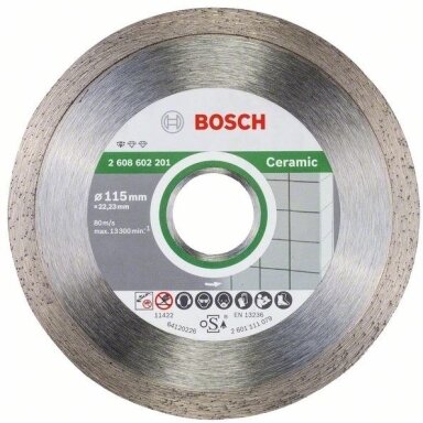 Deimantinis pjovimo diskas Bosch keramikai 115mm; 22,23mm Deimantinis pjovimo diskas Bosch keramikai 115mm; 22,23mm