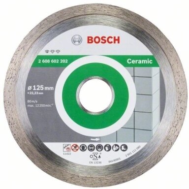 Deimantinis pjovimo diskas Bosch keramikai 125mm; 22,23mm Deimantinis pjovimo diskas Bosch keramikai 125mm; 22,23mm
