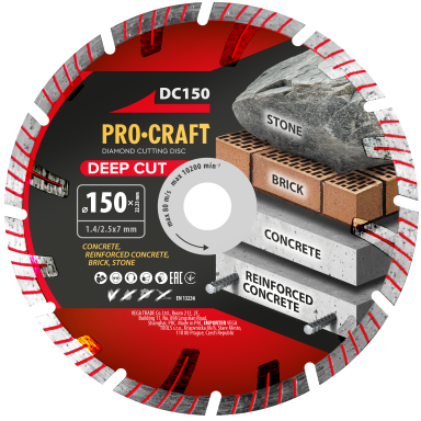 Deimantinis pjovimo diskas „ProCraft DC150”