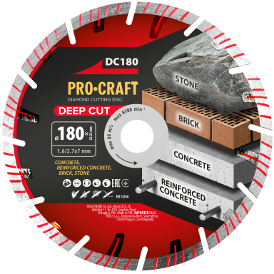 Deimantinis pjovimo diskas „ProCraft DC180”
