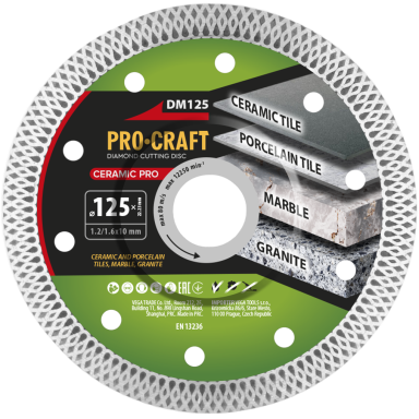 Deimantinis pjovimo diskas „ProCraft DM125” Ceramic PRO