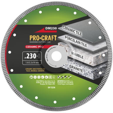Deimantinis pjovimo diskas „ProCraft DM230” Ceramic PRO