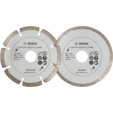 Deimantinis pjovimo diskas Bosch, 115 mm, 2 vnt., 2607019478 Deimantinis pjovimo diskas Bosch, 115 mm, 2 vnt., 2607019478