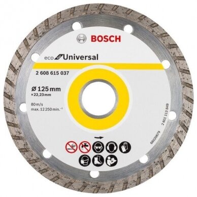 Deimantinis pjovimo diskas Bosch, 125x22,23 mm, 2608615037 Deimantinis pjovimo diskas Bosch, 125x22,23 mm, 2608615037