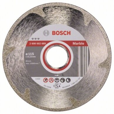Deimantinis pjovimo diskas Bosch BEST FOR MARBLE, 115 mm, 2608602689 Deimantinis pjovimo diskas Bosch BEST FOR MARBLE, 115 mm, 2608602689