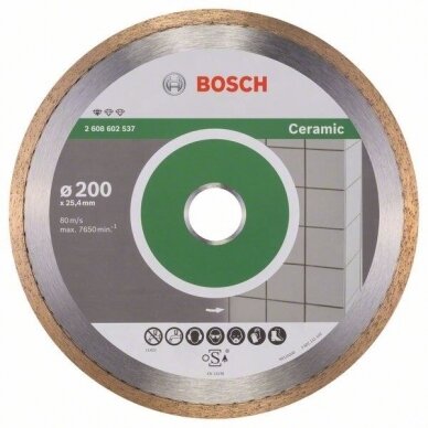 Deimantinis pjovimo diskas Bosch PROFESSIONAL FOR CERAMIC, 200 mm, 2608602537 Deimantinis pjovimo diskas Bosch PROFESSIONAL FOR CERAMIC, 200 mm, 2608602537