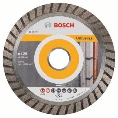 Deimantinis pjovimo diskas Bosch PROFESSIONAL FOR UNIVERSAL TURBO, 125 mm, 2608602394 Deimantinis pjovimo diskas Bosch PROFESSIONAL FOR UNIVERSAL TURBO, 125 mm, 2608602394