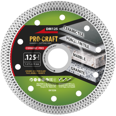 Deimantinis pjovimo diskas „ProCraft DM125” Ceramic PRO Deimantinis pjovimo diskas „ProCraft DM125” Ceramic PRO