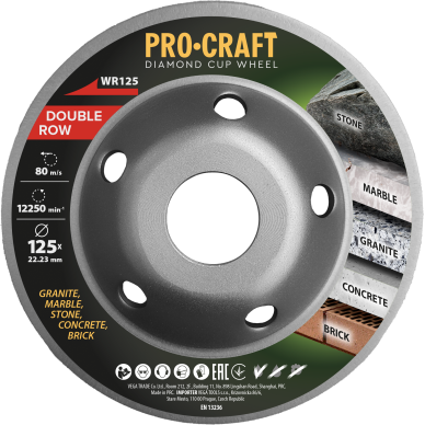 Deimantinis šlifavimo diskas „ProCraft WR125 Double Row” Deimantinis šlifavimo diskas „ProCraft WR125 Double Row”