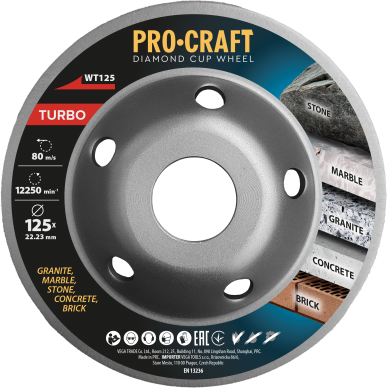 Deimantinis šlifavimo diskas „ProCraft WT125 Turbo" Deimantinis šlifavimo diskas „ProCraft WT125 Turbo"