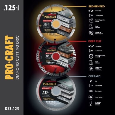 Deimantinių diskų rinkinys „ProCraft DS3.125” Deimantinių diskų rinkinys „ProCraft DS3.125”