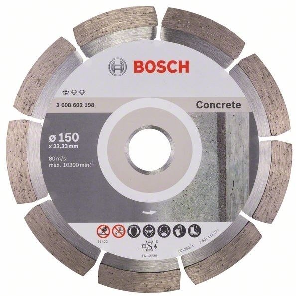 Deimantinis pjovimo diskas Bosch betonui 150mm; 22,23mm Deimantinis pjovimo diskas Bosch betonui 150mm; 22,23mm