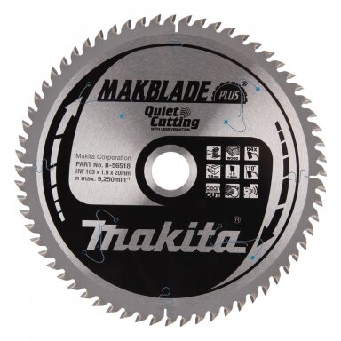T.C.T. pjūklas MAKBLADE PLUS Makita B-56518, 165X1.9X20mm 10° T64 T.C.T. pjūklas MAKBLADE PLUS Makita B-56518, 165X1.9X20mm 10° T64