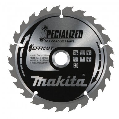 T.C.T. pjūklas EFFICUT 165X1.4X20mm 23° T25 Makita B-62985