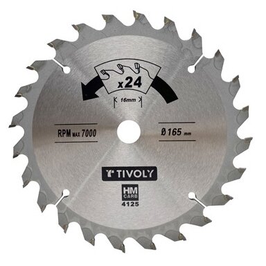 Diskinis pjūklas medžiui Tivoly 160x20x2.45/1.5mm, z20, 15°, (16mm adapteris)