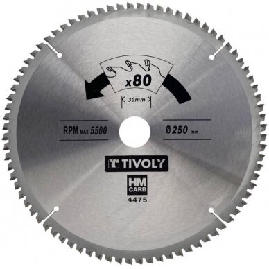 Diskinis pjūklas kietmedžiui Tivoly 254x30x3.0/2.0mm, z80, 3°, (20mm adapteris) Diskinis pjūklas kietmedžiui Tivoly 254x30x3.0/2.0mm, z80, 3°, (20mm adapteris)