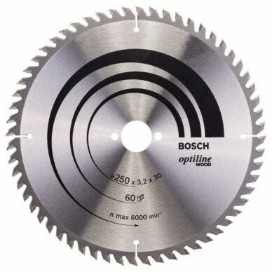 Bosch Disk.pjūkl.diskas 250x30m Optiline Wood Bosch Disk.pjūkl.diskas 250x30m Optiline Wood