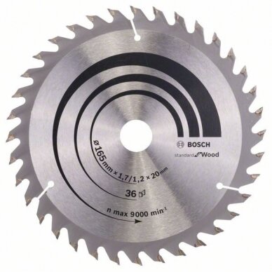 Bosch Disk.pjūkl.diskas Optilin 165 x 20/16 Z36 Bosch Disk.pjūkl.diskas Optilin 165 x 20/16 Z36