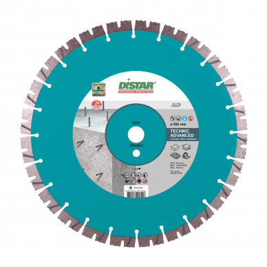 DISTAR TECHNIC ADVANCED Deimantinis diskas betonui, 350mm (14320347025) DISTAR TECHNIC ADVANCED Deimantinis diskas betonui, 350mm (14320347025)
