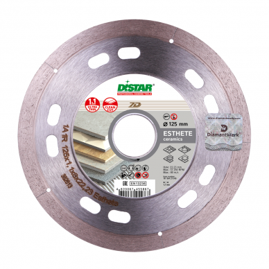 Distar deimantinio pjovimo diskas keramikai, akmens masei, porcelianui 125x22,2 Distar deimantinio pjovimo diskas keramikai, akmens masei, porcelianui 125x22,2