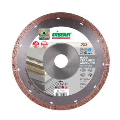 Distar deimantinio pjovimo diskas keramikai, akmens masei, porcelianui Ø350x25,4 Distar deimantinio pjovimo diskas keramikai, akmens masei, porcelianui Ø350x25,4