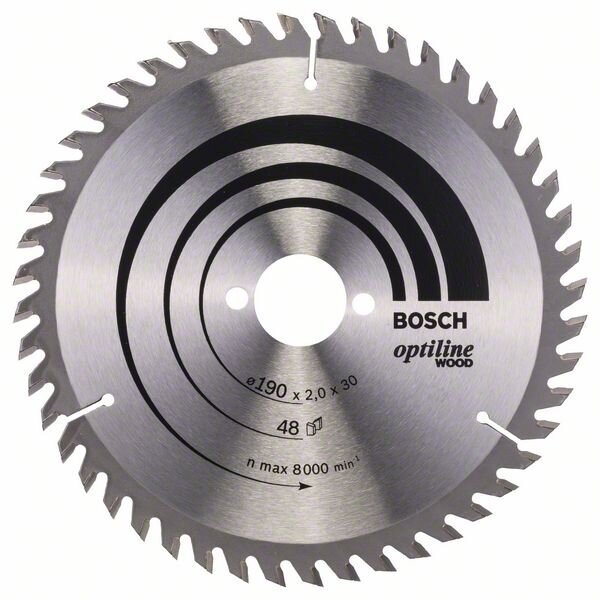 Bosch pjūklo diskas 190x30x2,0 T48 Optiline Wood 2608641186 Bosch pjūklo diskas 190x30x2,0 T48 Optiline Wood 2608641186