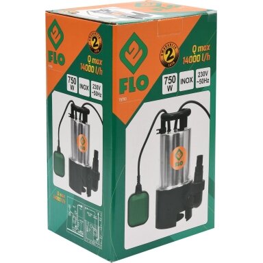Elektrinis siurblys nešvariam vandeniui 750W, max 7.5m, 14000l/h INOX Flo Elektrinis siurblys nešvariam vandeniui 750W, max 7.5m, 14000l/h INOX Flo