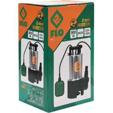 Elektrinis siurblys nešvariam vandeniui 900W, max 8.5m, 16000l/h INOX Flo Elektrinis siurblys nešvariam vandeniui 900W, max 8.5m, 16000l/h INOX Flo
