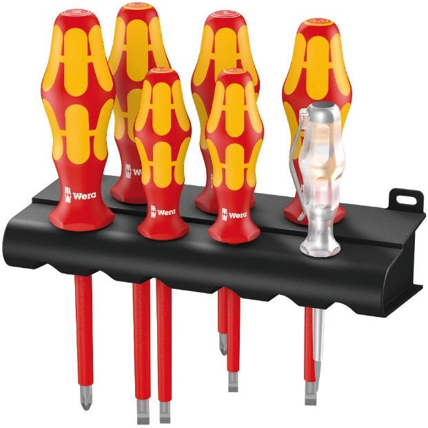 Elektriko atsuktuvų komplektas 7vnt WERA 160i/7 Kraftform Plus + testeris + lentynėlė. PH+plokšti. Laser tip