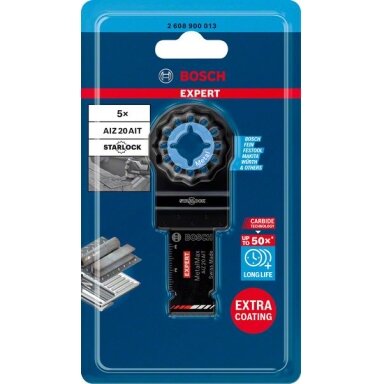 „EXPERT MetalMax AIZ 20 AIT“ daugiafunkcio įrankio geležtė, 40 x 20 mm, 5 vnt. „EXPERT MetalMax AIZ 20 AIT“ daugiafunkcio įrankio geležtė, 40 x 20 mm, 5 vnt.